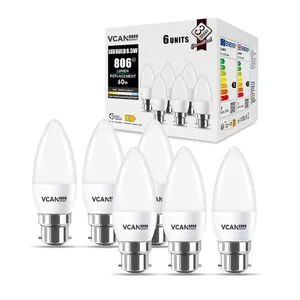 VCAN B22 vela LED bombillas de bayoneta grandes 6,5 W luz 60W equivalente 2700K blanco cálido 806Lm 220-240V bombilla Led no regulable