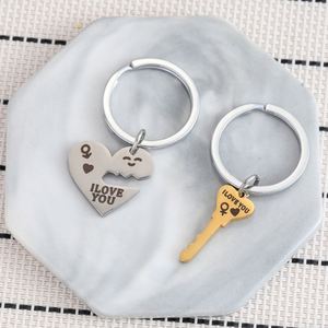 Nuevo Llavero Minimalista Dorado y Plateado, un Par de Llaveros, Regalo de San Valentín, Amor de Pareja, Llaves de Acero Inoxidable - Product Image 2