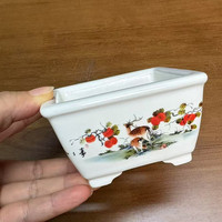 Yixing Pot Bonsai keramik mengkilap, Pot Bonsai klasik pola gaya Tiongkok untuk rumah atau taman dengan sukulen bunga kecil