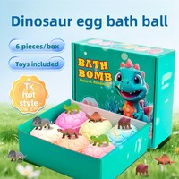 TK – Lot de 6 œufs de dinosaure à dissoudre pour le bain, avec jouet caché, ensemble d'aromathérapie, contrôle du sébum, exfoliant et nettoyant, emballés individuellement