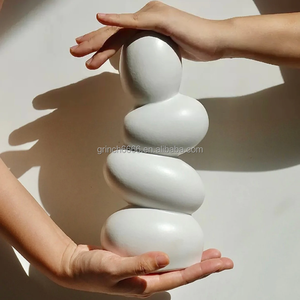 Vaso di ciottoli di pietra bianca in ceramica decorazioni per la casa dell'ufficio pianificazione di nozze regali di compleanno e inaugurazione della casa - Product Image 5