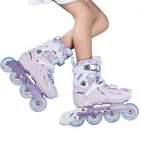 Patins à roulettes pour enfants garçons et filles, ajustables, pour débutants, avec coque en tissu PU véritable et roues en TPR, professionnels à une rangée