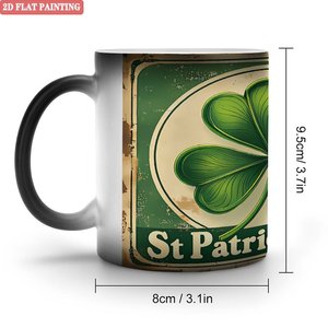 Taza Mágica para Beber, Negra Esmerilada, 11 oz, Cerámica Sensible al Calor, Diseño del Día de San Patricio - Product Image 1