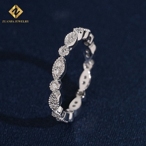 Bague de mariage empilable ZUANFA JEWELRY vintage en diamant de laboratoire taille ronde, sertie sur toute la surface, pour femme - Product Image 5
