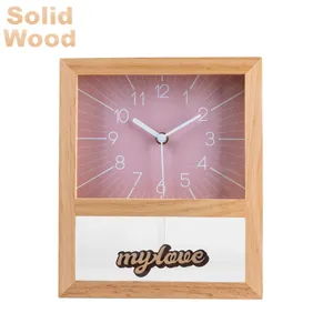 Mantel Clock Table Desk Standing Wooden Clock With Pendulum