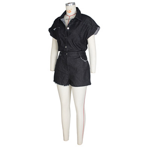 Mono corto sexy de mezclilla elástica sin mangas para mujer, estilo casual, novedad de verano, a la moda - Product Image 5