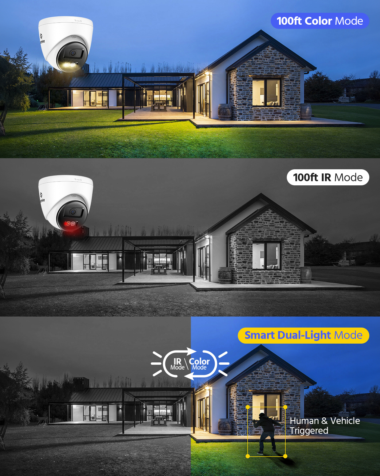 OEM CCTV Full Color 3K 5MP Smart Hybrid Light Audio Fixed PoE IP Bullet Camera CMOS AI Human Detection Motion Detection SD Card · image 3