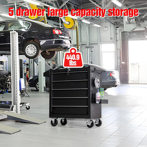 Công suất lớn 5 ngăn kéo cán công cụ ngực công cụ lưu trữ <span class=keywords><strong>trolly</strong></span> <span class=keywords><strong>box</strong></span> với khóa nhà để xe công cụ giỏ hàng với 4 bánh xe - Product Image 5