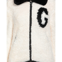 Vente en gros de bombardiers personnalisés avec bordure en fourrure poitrine ouverte blouson d'aviateur à fermeture éclair pour femmes en tricot épais Jacquard Intarsia unisexe cardigan pull