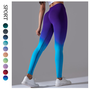 Renkli Yoga pantolonu yüksek belli sıkı kalça kaldırma Legging kadınlar nefes Legging açık Yoga Legging - Product Image 2