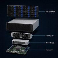 KY5888G1 Châssis de serveur GPU 4U 36 disques avec ventilateur 6056 pour refroidissement haute puissance, montage en rack, pour centre de données d'apprentissage profond et d'IA