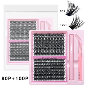 Kit de extensión de pestañas postizas naturales mixtas 30D 40D de etiqueta privada en juego de pestañas de racimo de Manga personalizado DIY embalaje al por mayor - Product Image 4