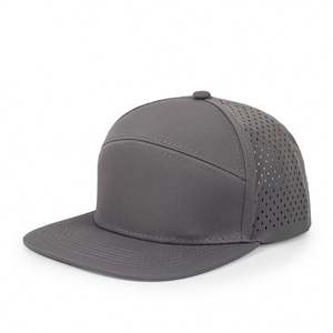 Wholesale <b>Flat</b> Brim Snapback Cap 7 Panel Custom Logo Laser Cutting Hole Trucket <b>Hats</b> - Product Image 6