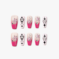 Uñas Acrílicas de Lujo Personalizadas al por Mayor, Uñas Postizas Artificiales de Alta Calidad, Diseño de Mariposa con Punta Francesa Stiletto