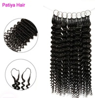 Extensions de cheveux humains au crochet effet plume 100g par paquet, boucles birmanes, textures bouclées profondes et ondulées lâches, extensions de cheveux à nœuds microscopiques