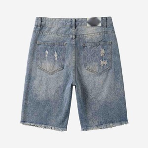 OEM Denim Manufacturer Custom Vintage Blue Wash Heavy Destroyed Pants Layer Fray Loose Fit Baggy <strong>Treet</strong> Designer Workwear Jorts - Product Image 2