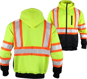 Khả năng hiển thị cao ANSI Class 3 phản quang an toàn lông cừu áo dây kéo áo khoác cho nam giới - Product Image 2