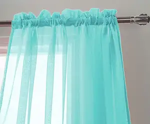 China Fabrik günstigen Preis Voile transparenten Vorhang Stoff durch Tüll Stange Tasche Panel elegante Farbe Aqua sehen