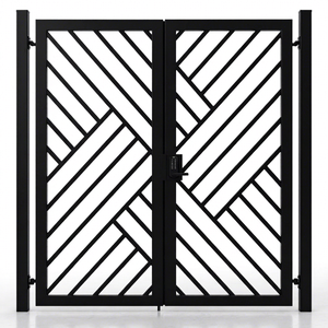 KHP Wrought Iron <b>Rustic</b> Garden Gate Bee-Shaped Design Rust-Resistant Outdoor Swing Gate Manual Opening Mechanism Finished - Product Image 1