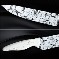 Ensemble de 6 couteaux de cuisine avec lame en acier inoxydable antiadhésif et manche en PP, ensemble de couteaux de chef essentiels, motif marbre blanc