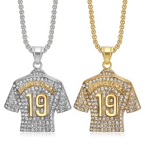 Hip-Hop Fußballstar Neymars Nr.19 Trikot Wasserdichte Anlauffreie Edelstahl-Schmuckanhänger Halsketten für Männer und Frauen - Product Image 1