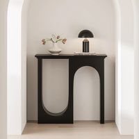 Console d'entrée en bambou avec rangement pour couloirs étroits - Meuble de salon de luxe haut de gamme au design nordique et champêtre français