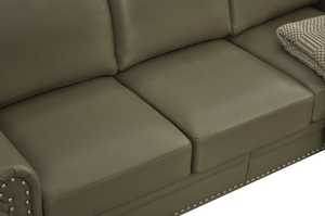 Modern Chesterfield High-End Square Convertible Living Room <b>Sofa</b> Set with Faux Leather Memory Foam and Wood <b>Legs</b> - Product Image 5