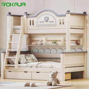 Heiß Begehrtes Massivholz-Etagenbett für Kinder, Modernes Rosa Prinzessinnen-Bett für Mädchen mit Bücherregal, Luxuriöses Kinderbett in Vielfältigen Designs - Product Image 1
