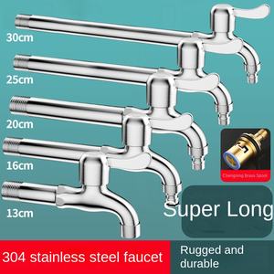 Robinet de jardin à long bec en acier inoxydable SUS304 G1/2, mural, à ouverture rapide, pour machine à laver, laverie extérieure et lavage de voiture - Product Image 5