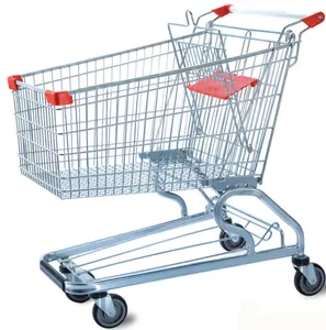 杂货店购物中心金属钢丝手推车推车折叠与四个轮子