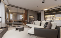Conception d'intérieur d'appartement duplex sur mesure, plan 2D CAO, rendu 3D de l'intérieur pour la rénovation d'hôtel