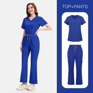 Uniformes Médicos de Manga Corta para Hombre y Mujer, Tallas Grandes, Uniformes de Enfermera y Doctor, Cuello en V, Poliéster, Ropa de Trabajo para Técnicos de Clínica, Venta al Por Mayor - Product Image 3