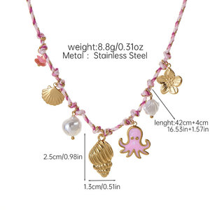 Collares de Moda de Verano, Acero Inoxidable 316L, Chapado en Oro de 14k y 18k, Collar de Cuerda con Conchas Marinas Hawaianas Coloridas para Mujer - Product Image 6