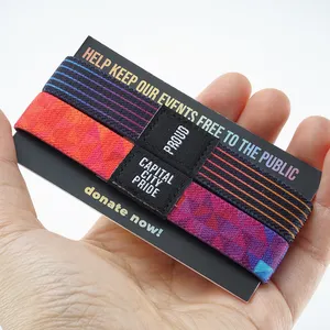 Custom Sublimated Design Logo Cheap Reversible Stretchy Printed Fancy Woven Wrist Band Elastic Wristbands