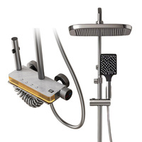 Ensemble de douche pluie de qualité hôtelière avec affichage numérique, ensemble complet encastré pour salle de bain, jet doux, en aluminium spatial
