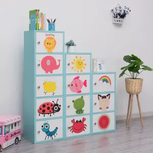 Kid Furniture Metal Storage Locker Cabinet With Pattern