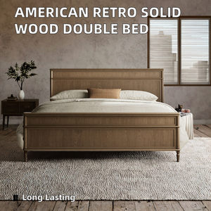 Cama Plataforma de Casal/Queen/King Size em Carvalho Maciço Durável, Estilo Americano Moderno Tradicional de Alta Qualidade para Quarto Principal - Product Image 2