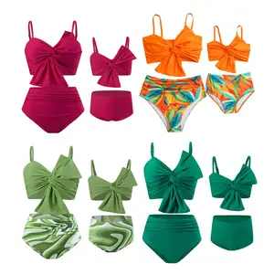 Meilleure vente 2 pièces ensemble famille maillots de bain Sexy Bikini Spandex élastique maillot de bain maman et moi maillots de bain