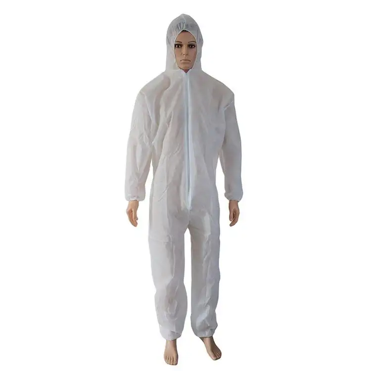 गर्म बिक्री काम पहनने सूट डिस्पोजेबल Coverall चौग़ा Jumpsuit के लिए पूरे शरीर की सुरक्षा के साथ निर्माता कीमत