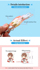 Custom Logo Acrylic Keychain Clear Cartoon Glitter Epoxy Keychain Charms Plastic <b>Key</b> Chain Anime Acrylic Keyring Custom - Product Image 2