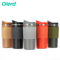 OLERD Vente en gros – Gobelet isotherme en acier inoxydable 304 de 15 oz, style pastoral, avec étui en silicone amovible