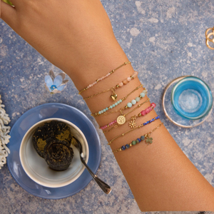 Trendy Multicolor <strong>Beaded</strong> Chain <strong>Bracelet</strong> Tarnish <strong>Free</strong> PVD 18K Gold Plated Stainless Steel Minimalist Accessory - Product Image 2