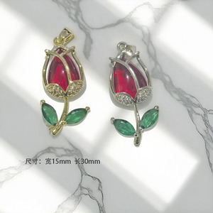 Collier pendentif rose style coréen pour femme, serti de zircon, forme végétale, bijou de mode pour usage quotidien, origine Yiwu A1118 - Product Image 3