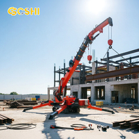 Grue araignée portable de 8 tonnes, télécommandée, compacte, sur chenilles, diesel-électrique, hauteur maximale de 21 m pour intérieur et extérieur