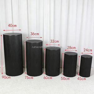 Décoration <span class=keywords><strong>de</strong></span> fête prénuptiale, prix bas, lot <span class=keywords><strong>de</strong></span> 3 supports à gâteau ronds en métal à nervures blanches et noires - Product Image 5