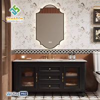 Ensemble de meubles de salle de bain en bois massif moderne OEM 2025, complet avec table en cuivre, bureau, armoire, panneau, miroir, lavabo, robinet pour chambre à coucher, salle à manger