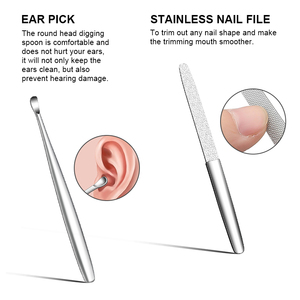 Outils de soins personnels cosmétiques pour les ongles, ensemble de <span class=keywords><strong>manucure</strong></span> et de pédicure 9 pièces, coupe-ongles en acier inoxydable avec étui de voyage en cuir PU - Product Image 4