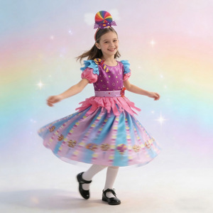 Children's Performance Costume <b>Rainbow</b> Candy Dress Polyester Fiber Stage Wear For Kids - Product Image 1