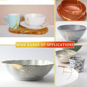 Kit de réparation de poterie DIY Kintsugi japonais WBG, poudre de pigment or pour réparation de tasses cassées, matelas - Product Image 5