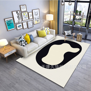 Jiuhua Black White Thick Imitation Cashmere Polyester Washable Customizable Modern Simple Abstract Painting Carpet for Living - Product Image 3